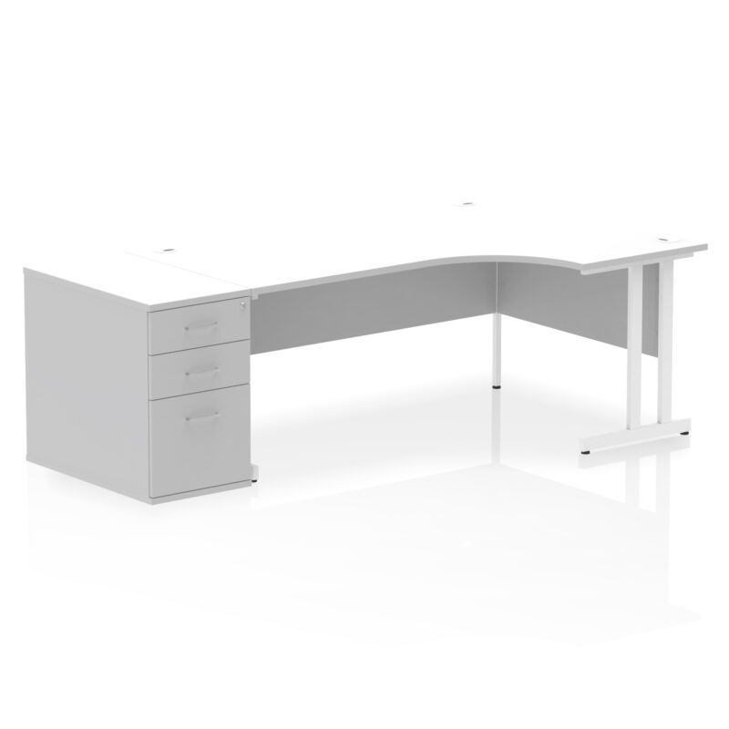impulse 1800mm cantilever right crescent desk workstation