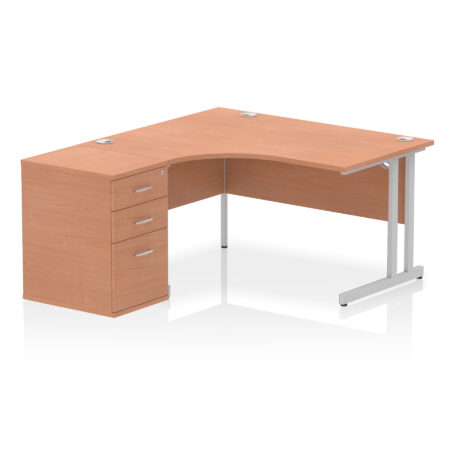 impulse 1400mm cantilever left crescent desk workstation
