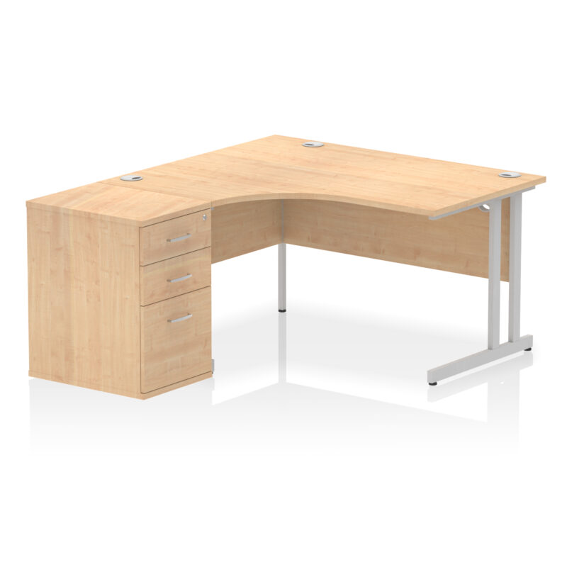 impulse 1400mm cantilever left crescent desk workstation