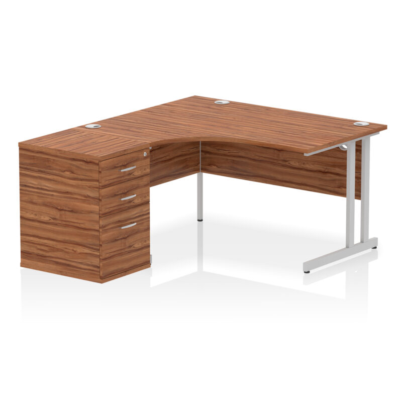 impulse 1400mm cantilever left crescent desk workstation