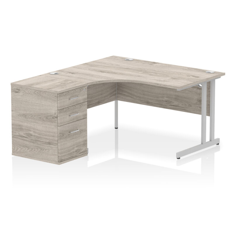 impulse 1400mm cantilever left crescent desk workstation