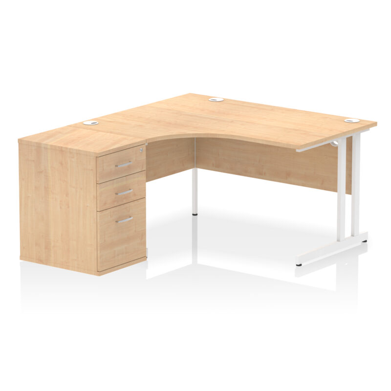 impulse 1400mm cantilever left crescent desk workstation