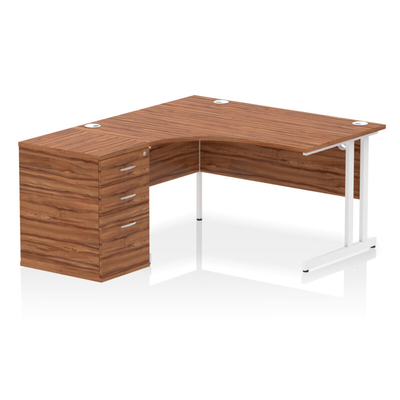 impulse 1400mm cantilever left crescent desk workstation