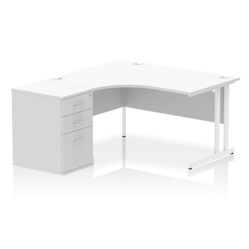 impulse 1400mm cantilever left crescent desk workstation