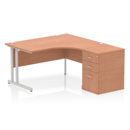 impulse 1400mm cantilever right crescent desk workstation