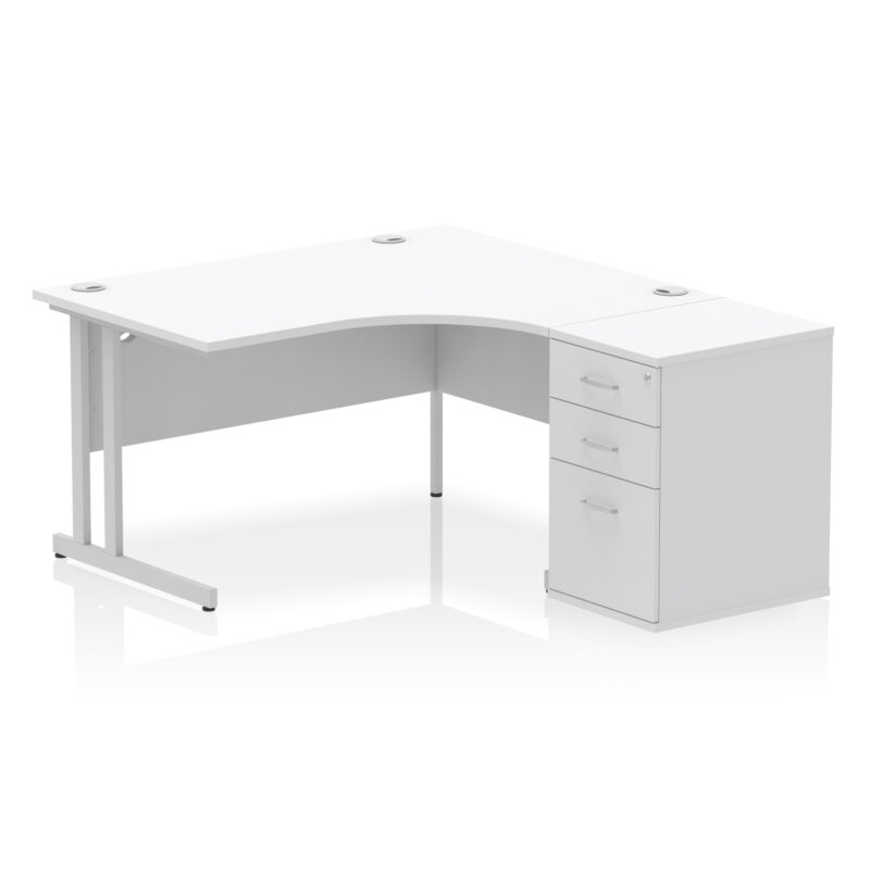 impulse 1400mm cantilever right crescent desk workstation