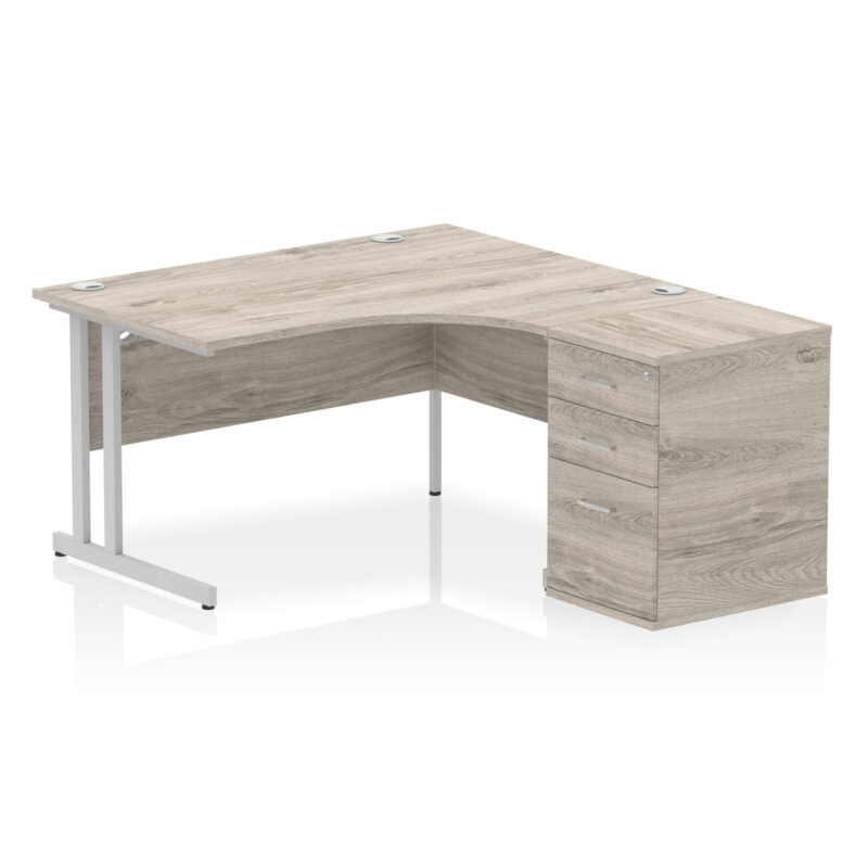 impulse 1400mm cantilever right crescent desk workstation