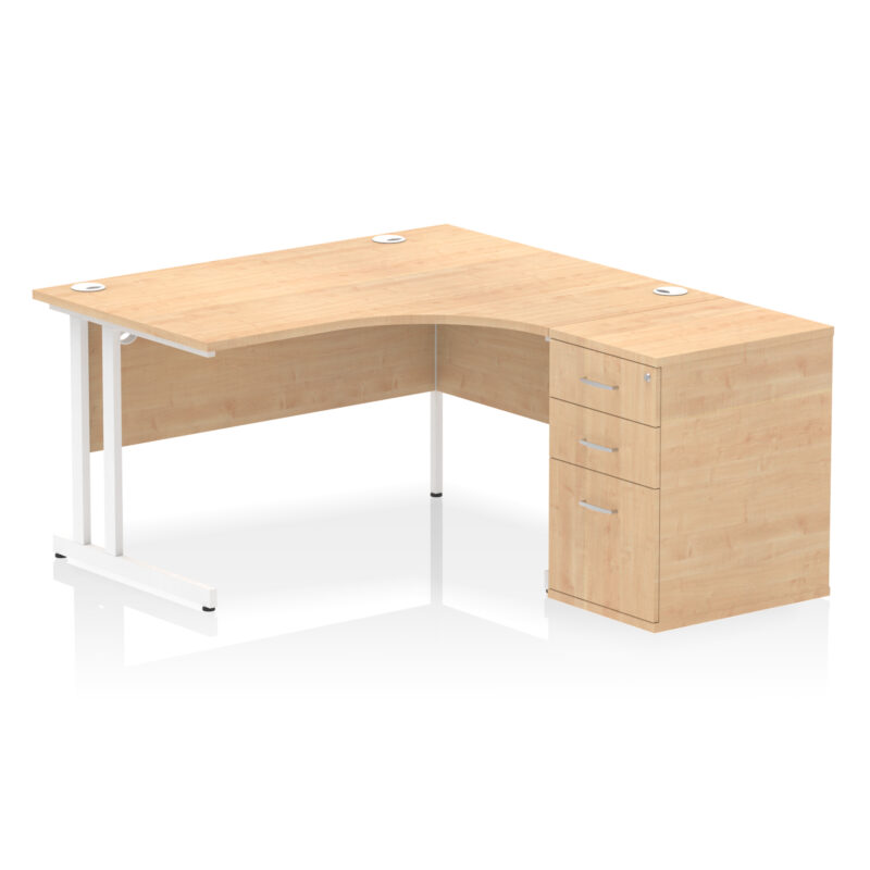 impulse 1400mm cantilever right crescent desk workstation