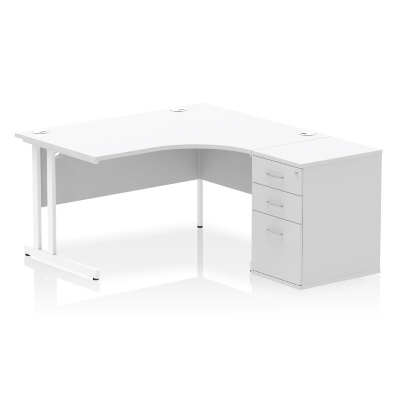 impulse 1400mm cantilever right crescent desk workstation