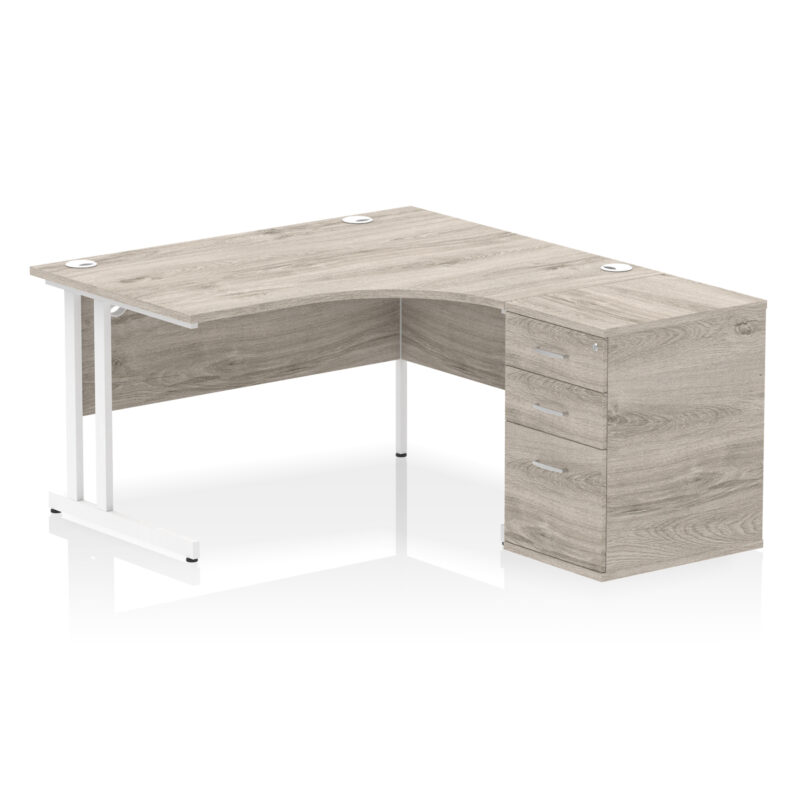 impulse 1400mm cantilever right crescent desk workstation