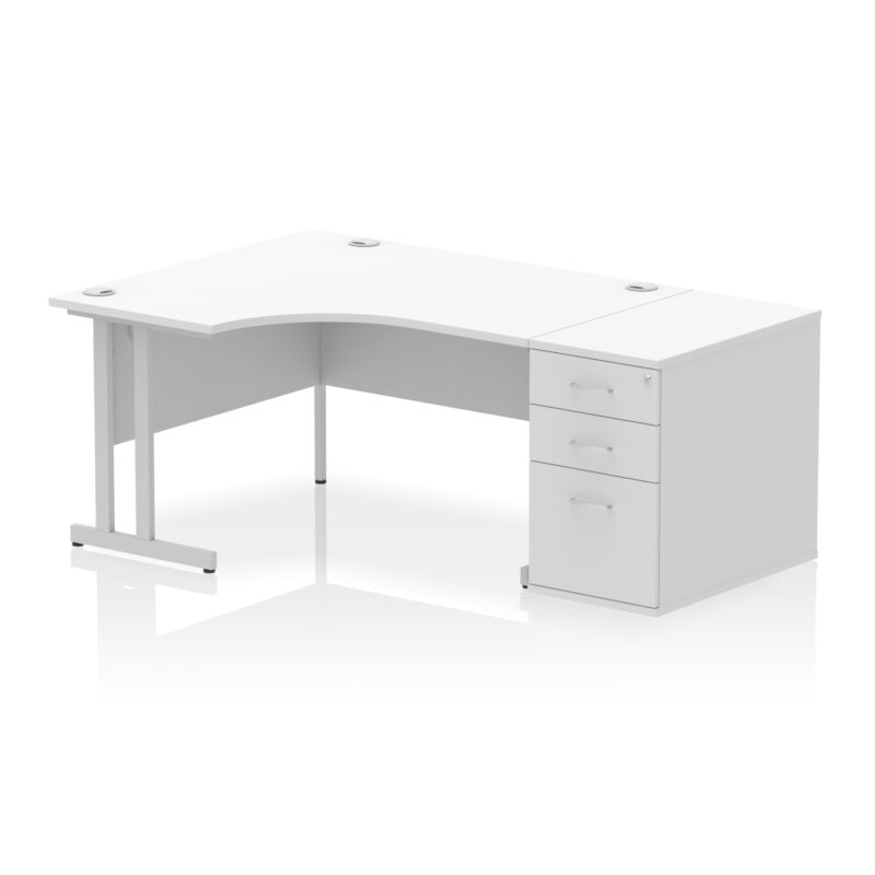 impulse 1400mm cantilever left crescent desk workstation