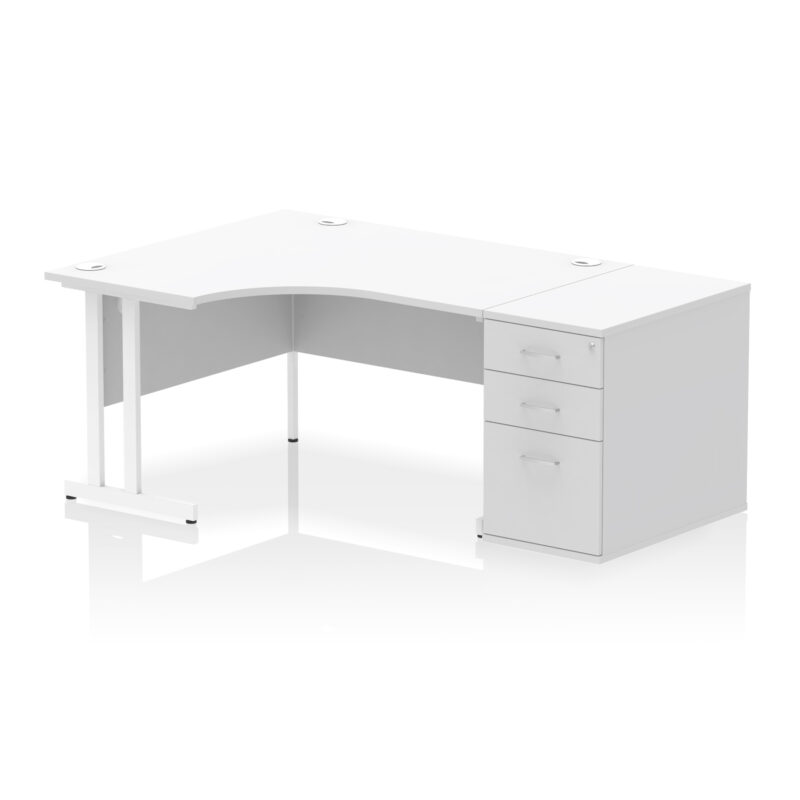 impulse 1400mm cantilever left crescent desk workstation