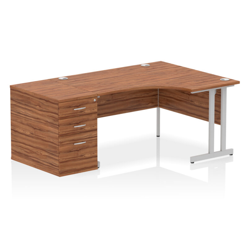 impulse 1400mm cantilever right crescent desk workstation
