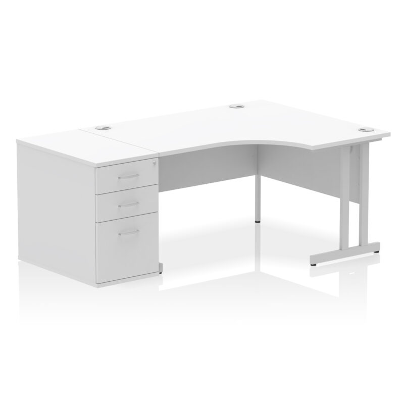 impulse 1400mm cantilever right crescent desk workstation