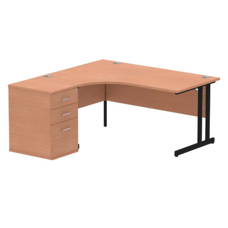 impulse 1600mm cantilever left crescent desk workstation