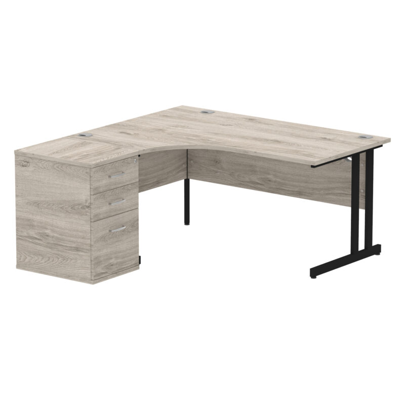 impulse 1600mm cantilever left crescent desk workstation