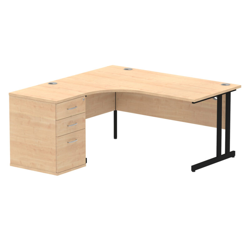 impulse 1600mm cantilever left crescent desk workstation