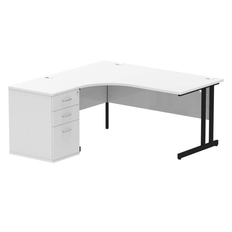 impulse 1600mm cantilever left crescent desk workstation