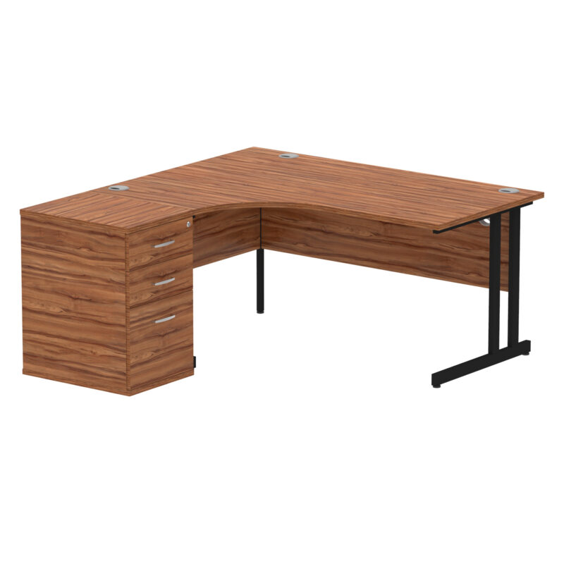 impulse 1600mm cantilever left crescent desk workstation