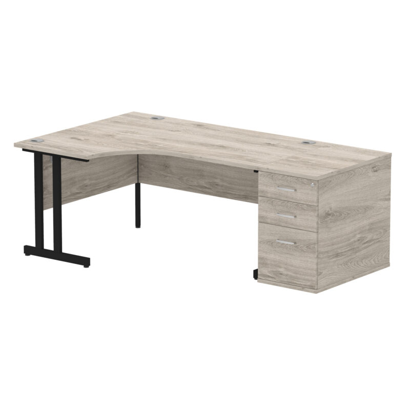 impulse 1600mm cantilever left crescent desk workstation