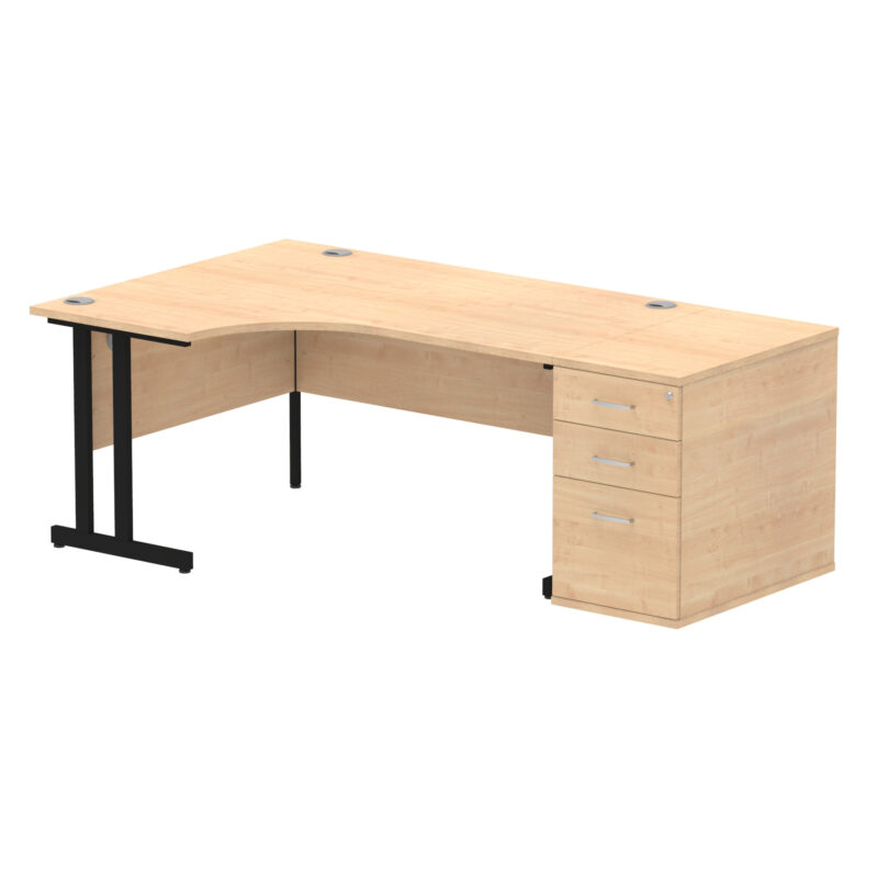 impulse 1600mm cantilever left crescent desk workstation