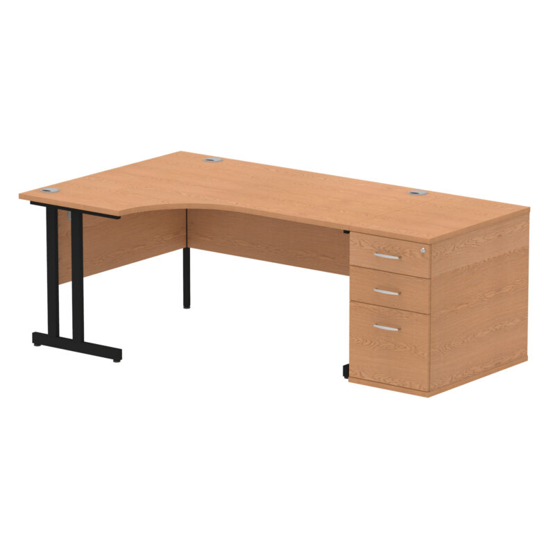 impulse 1600mm cantilever left crescent desk workstation