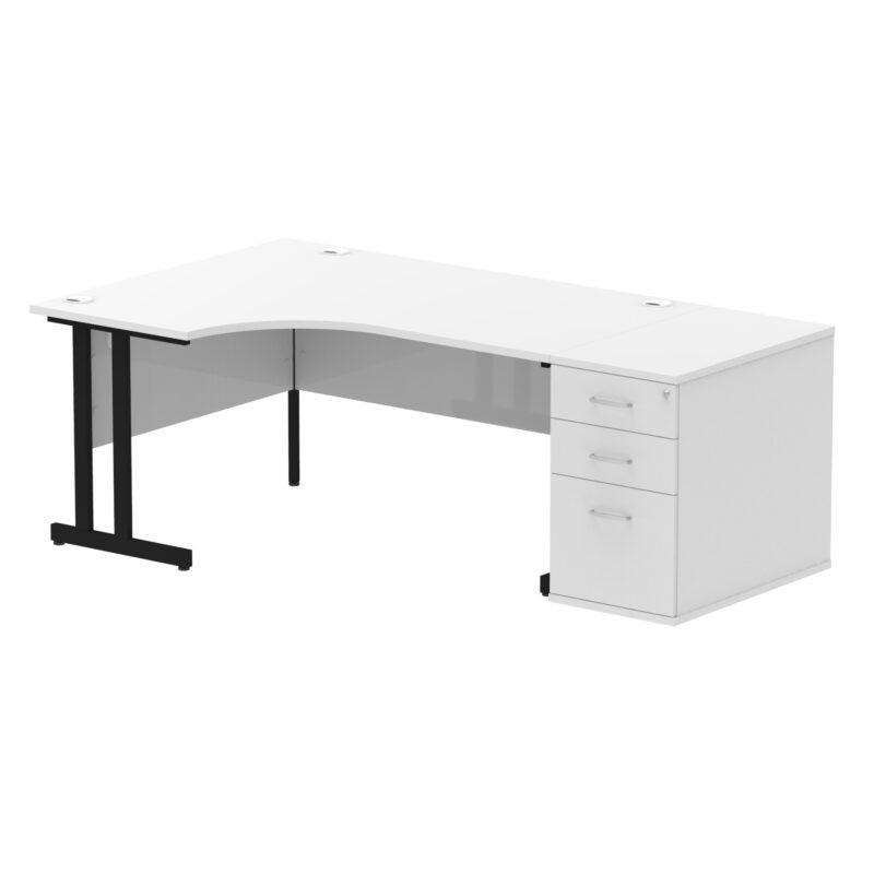 impulse 1600mm cantilever left crescent desk workstation