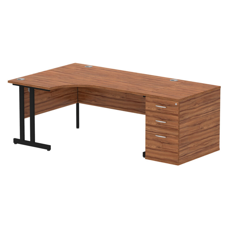impulse 1600mm cantilever left crescent desk workstation