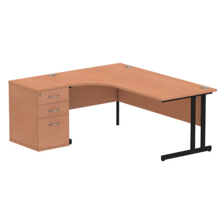 impulse 1800mm cantilever left crescent desk workstation