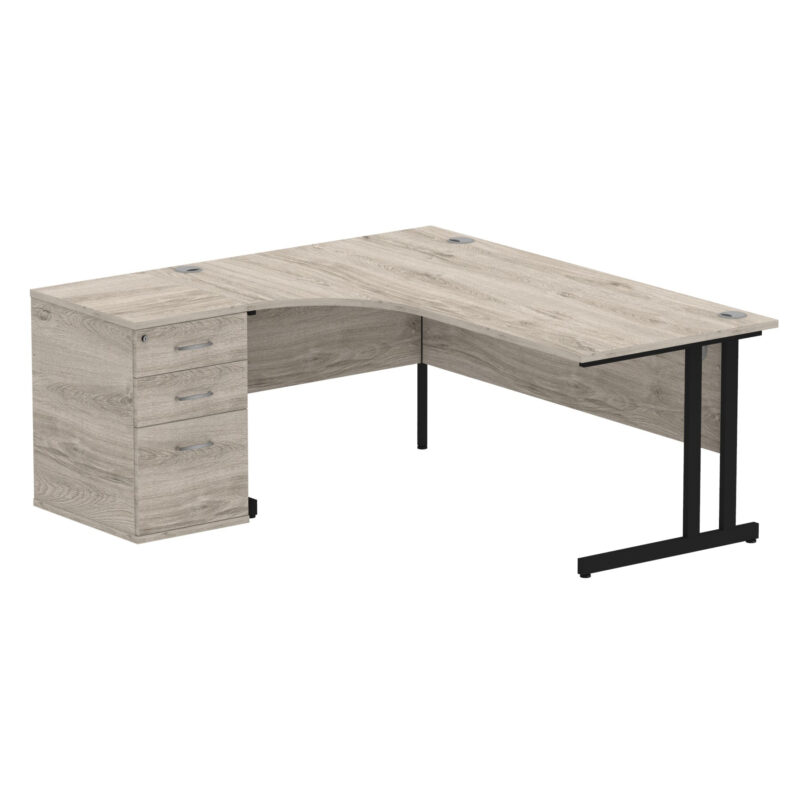 impulse 1800mm cantilever left crescent desk workstation