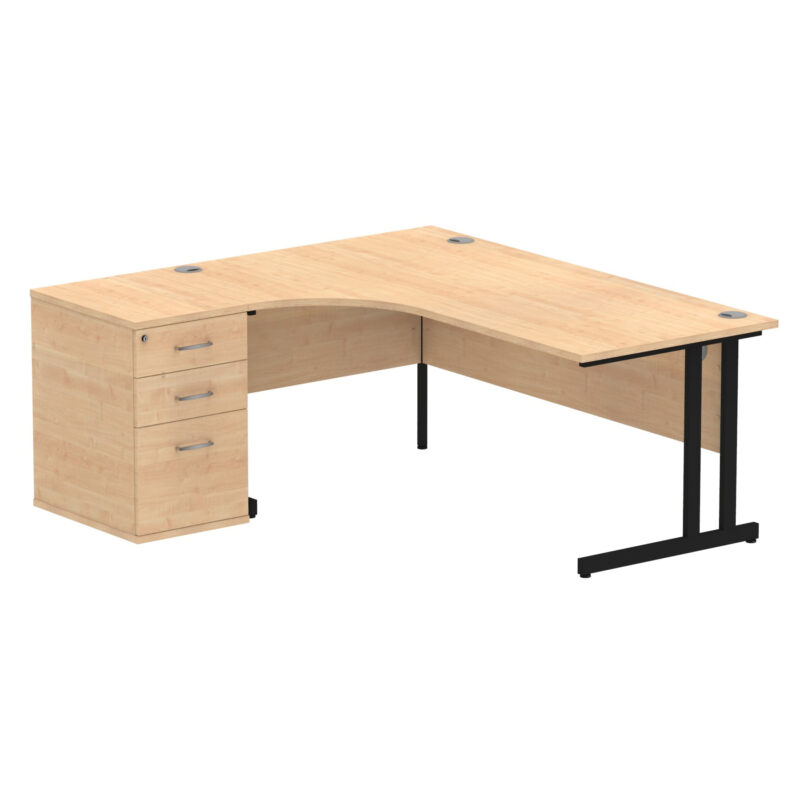impulse 1800mm cantilever left crescent desk workstation