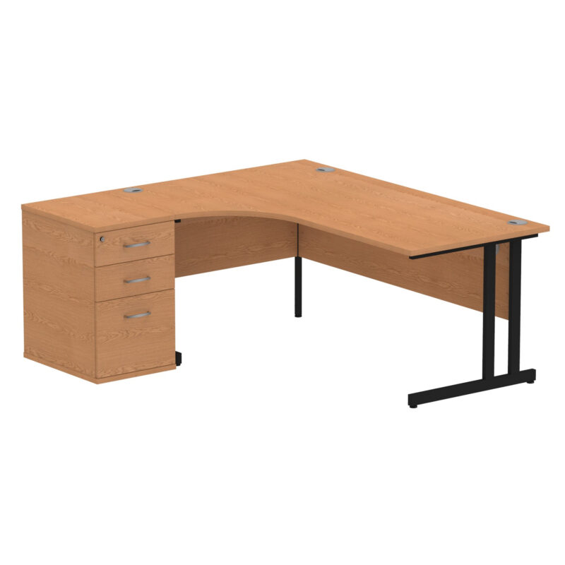 impulse 1800mm cantilever left crescent desk workstation