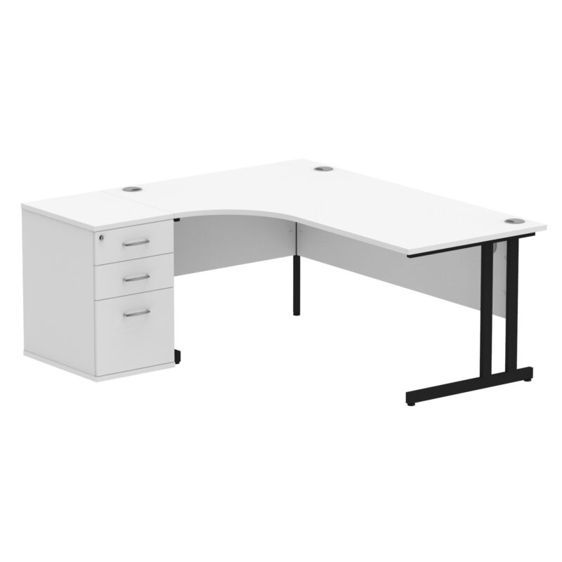 impulse 1800mm cantilever left crescent desk workstation