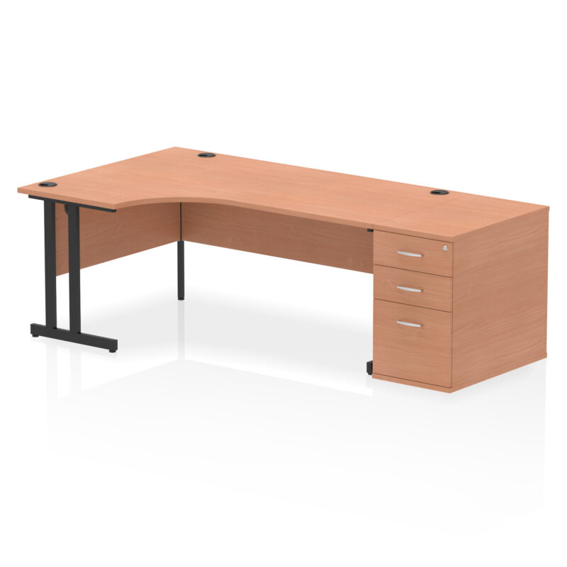 impulse 1800mm cantilever left crescent desk workstation