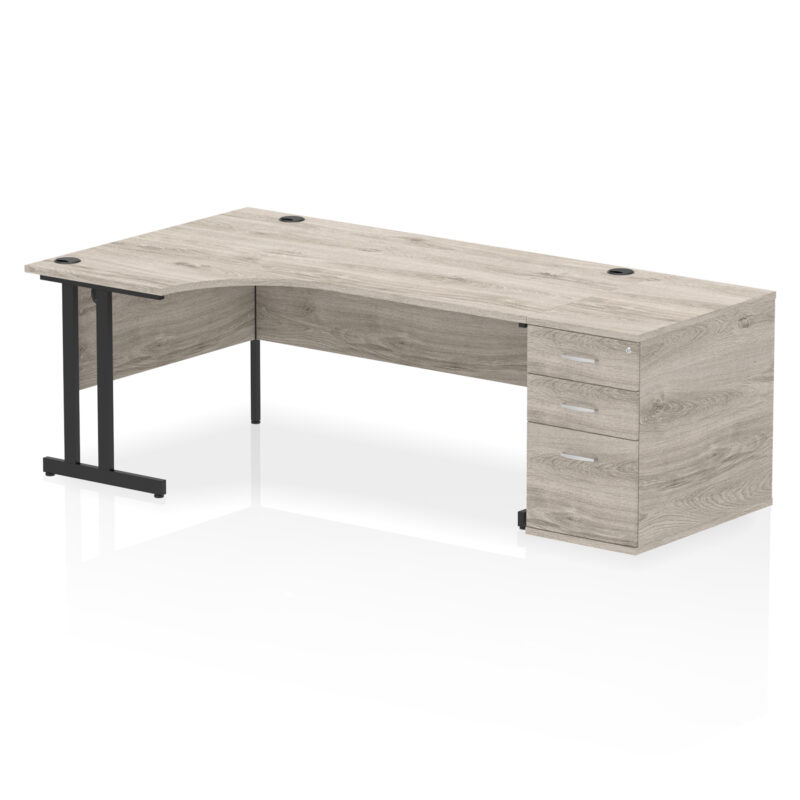 impulse 1800mm cantilever left crescent desk workstation