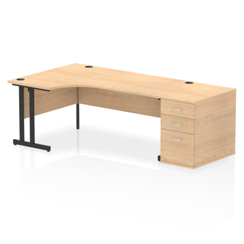 impulse 1800mm cantilever left crescent desk workstation