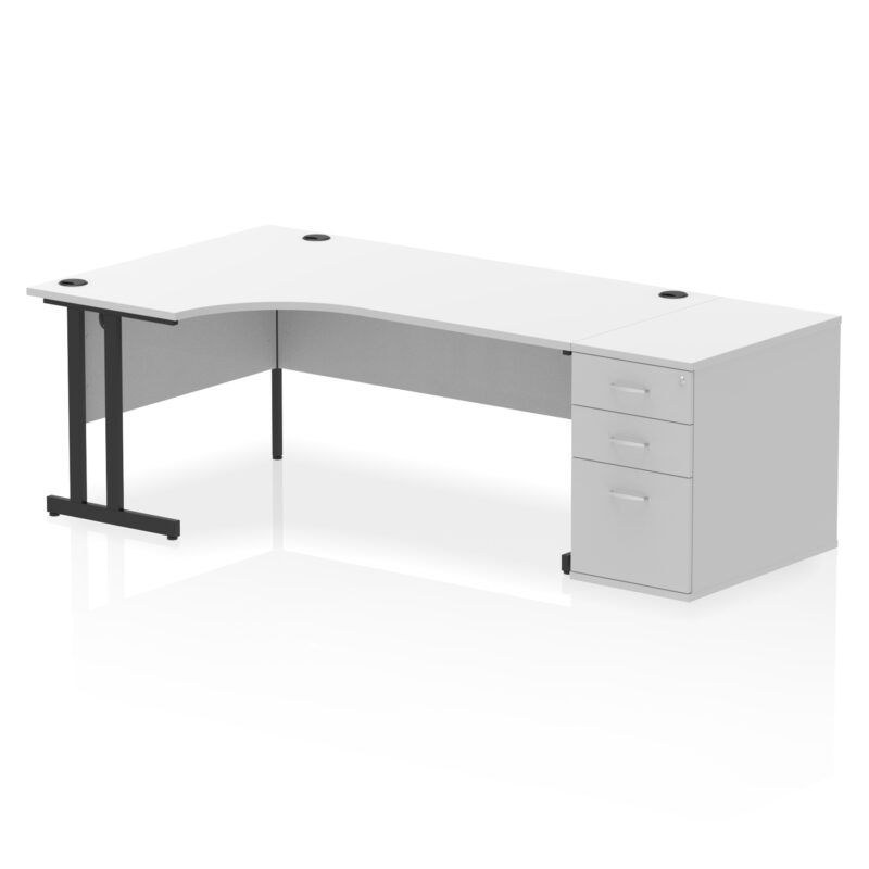 impulse 1800mm cantilever left crescent desk workstation