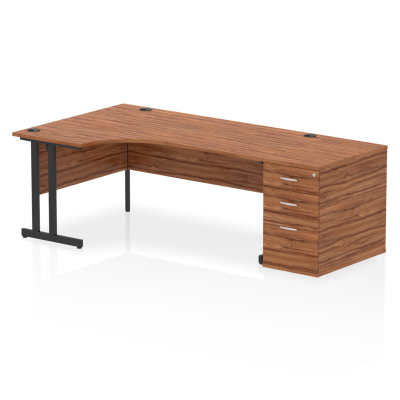 impulse 1800mm cantilever left crescent desk workstation