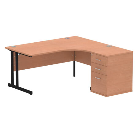 impulse 1600mm cantilever right crescent desk workstation