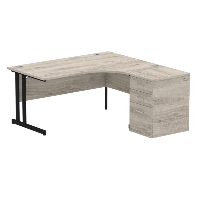impulse 1600mm cantilever right crescent desk workstation