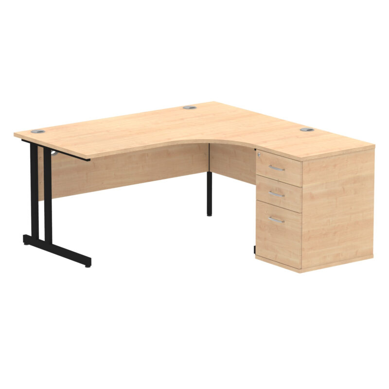 impulse 1600mm cantilever right crescent desk workstation