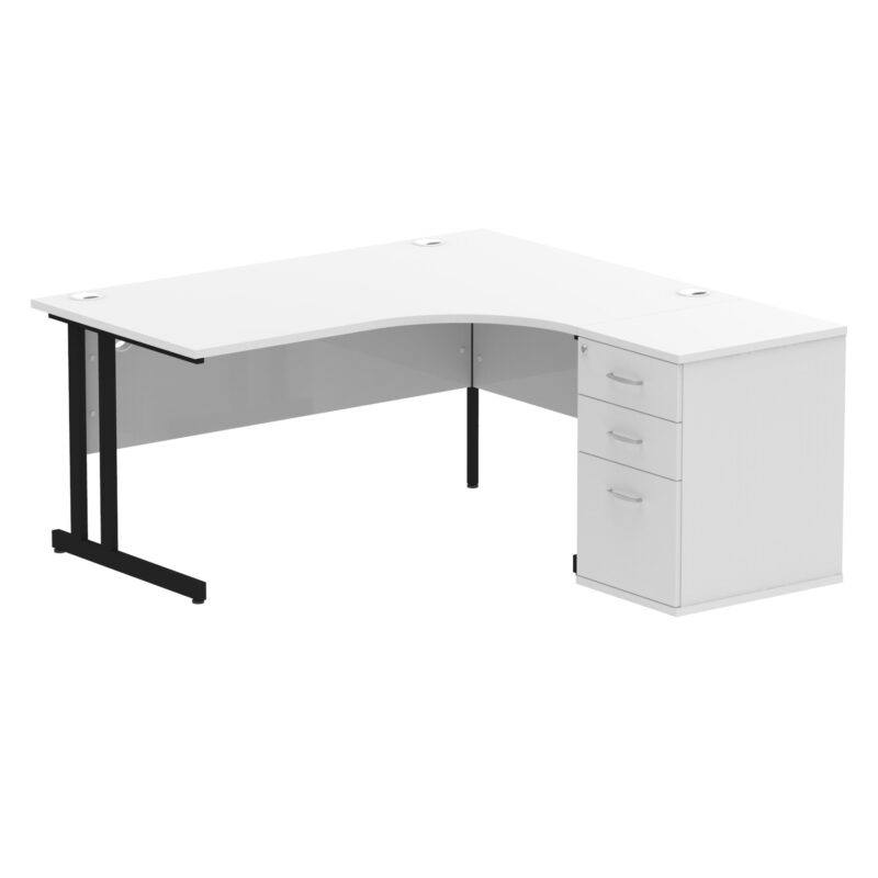 impulse 1600mm cantilever right crescent desk workstation