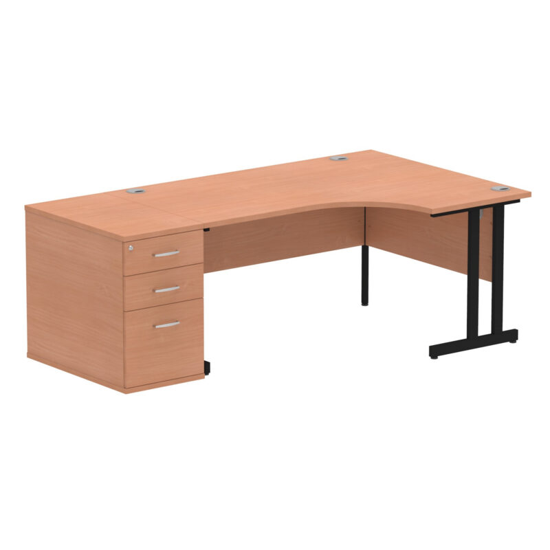impulse 1600mm cantilever right crescent desk workstation