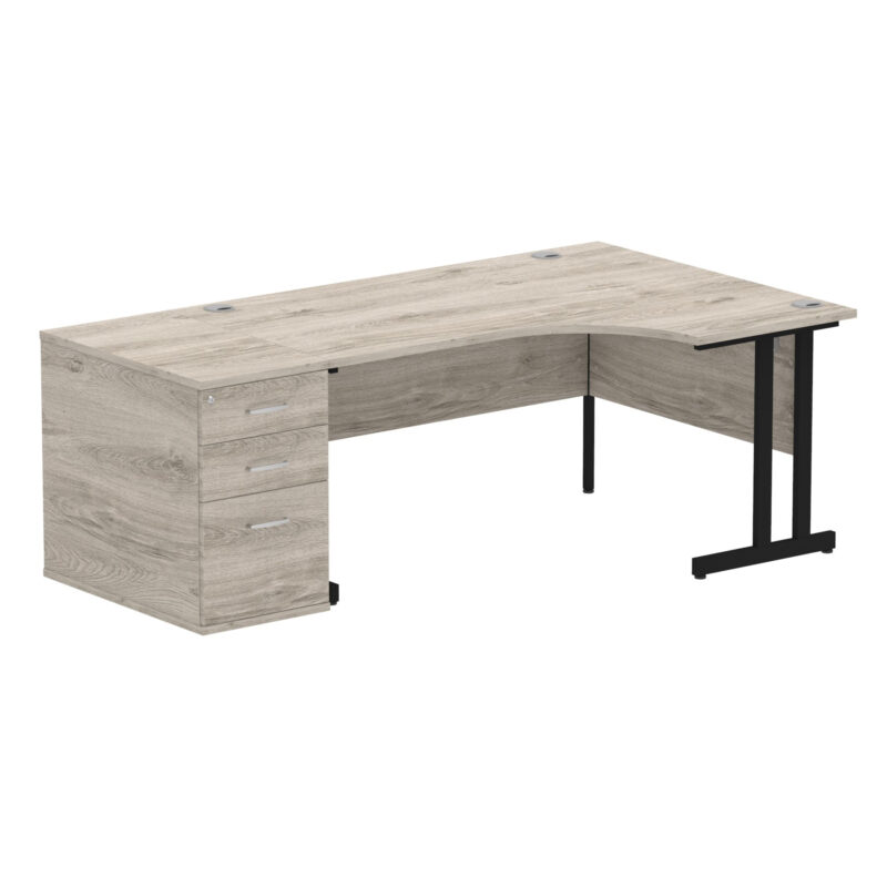 impulse 1600mm cantilever right crescent desk workstation