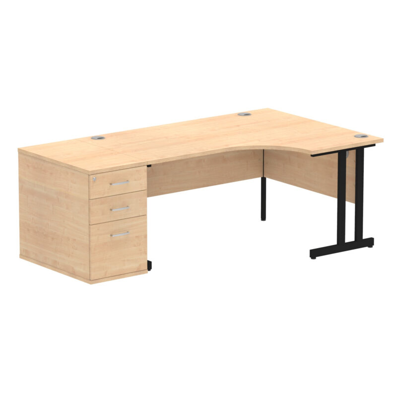 impulse 1600mm cantilever right crescent desk workstation