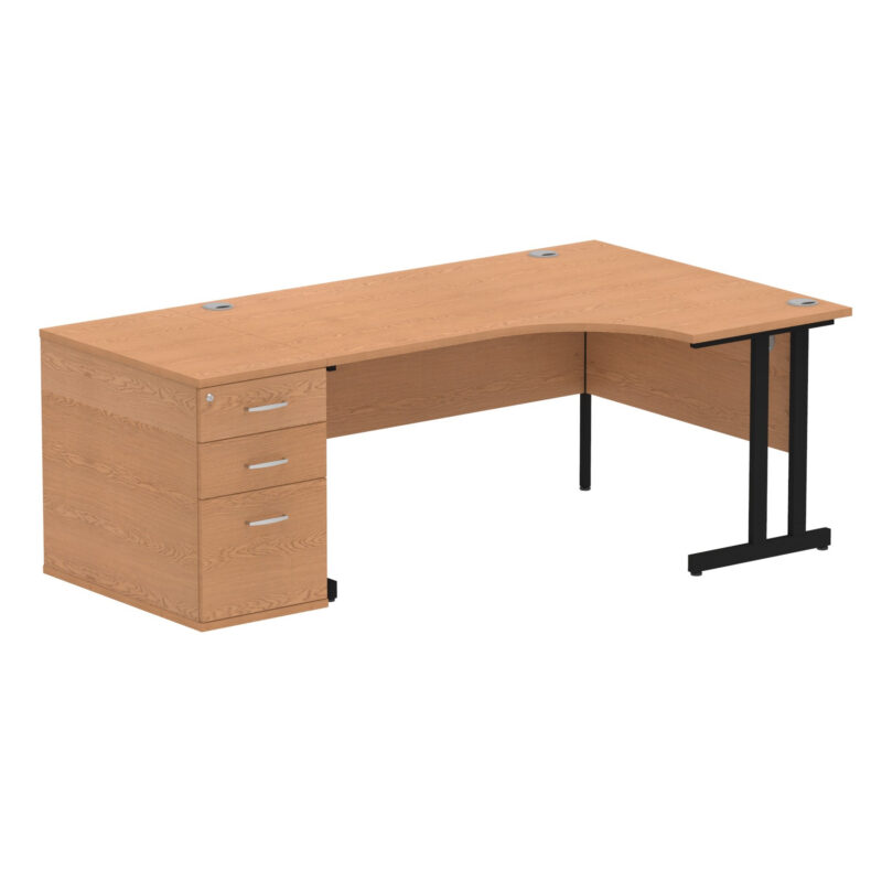 impulse 1600mm cantilever right crescent desk workstation