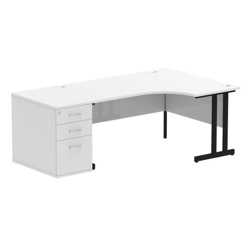 impulse 1600mm cantilever right crescent desk workstation