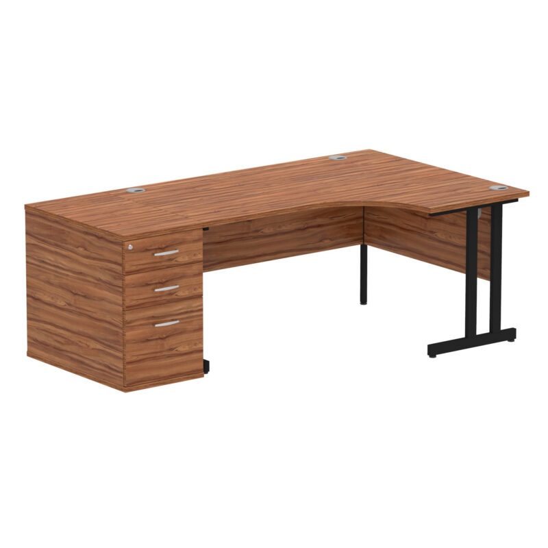 impulse 1600mm cantilever right crescent desk workstation