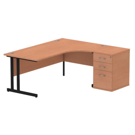 impulse 1800mm cantilever right crescent desk workstation