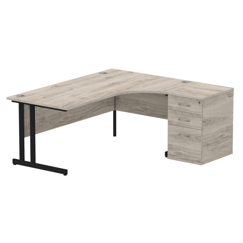 impulse 1800mm cantilever right crescent desk workstation